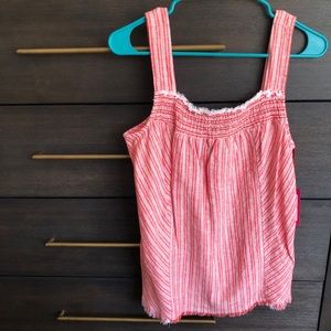 Vince Camuto Red Sleeveless Striped Blouse